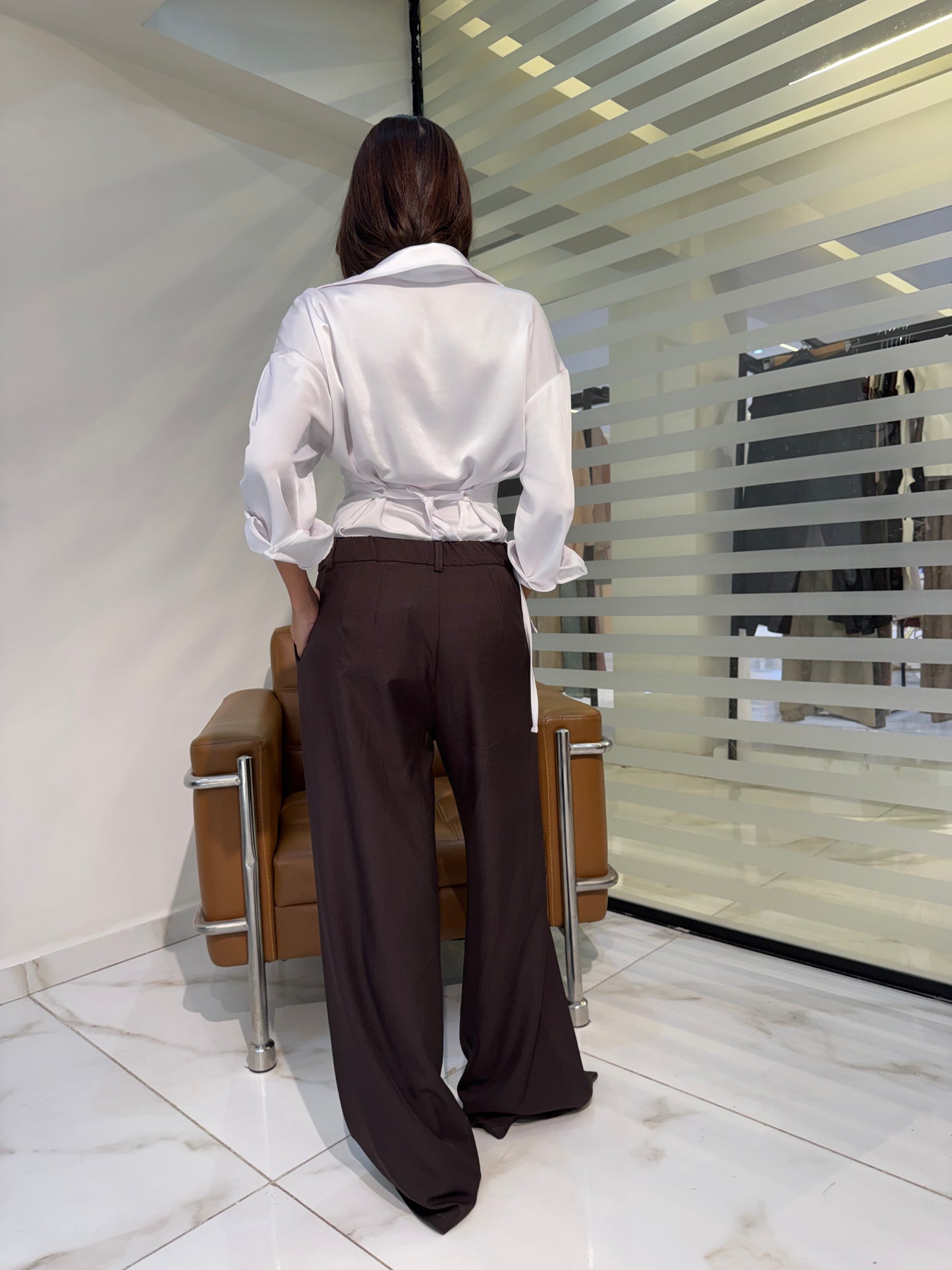 Double-Waistband Wide-Leg Pants