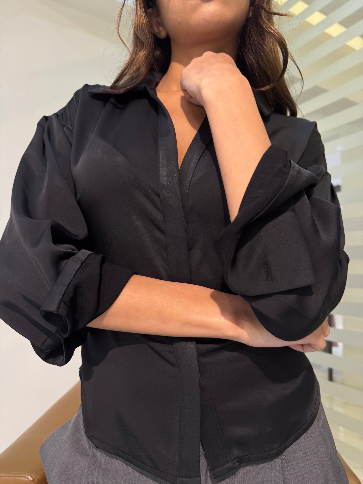 Belted Satin Shirt