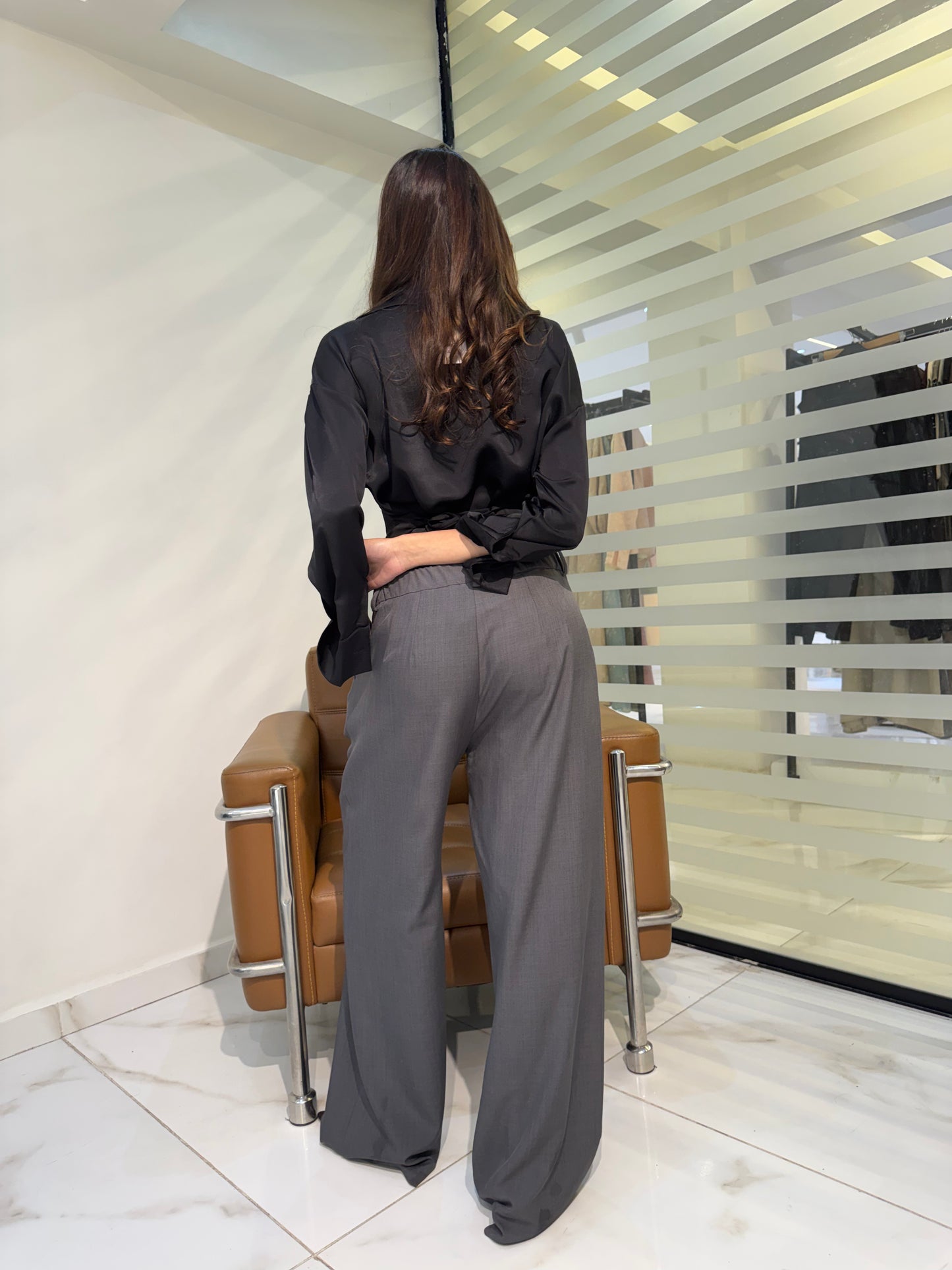 Double-Waistband Wide-Leg Pants