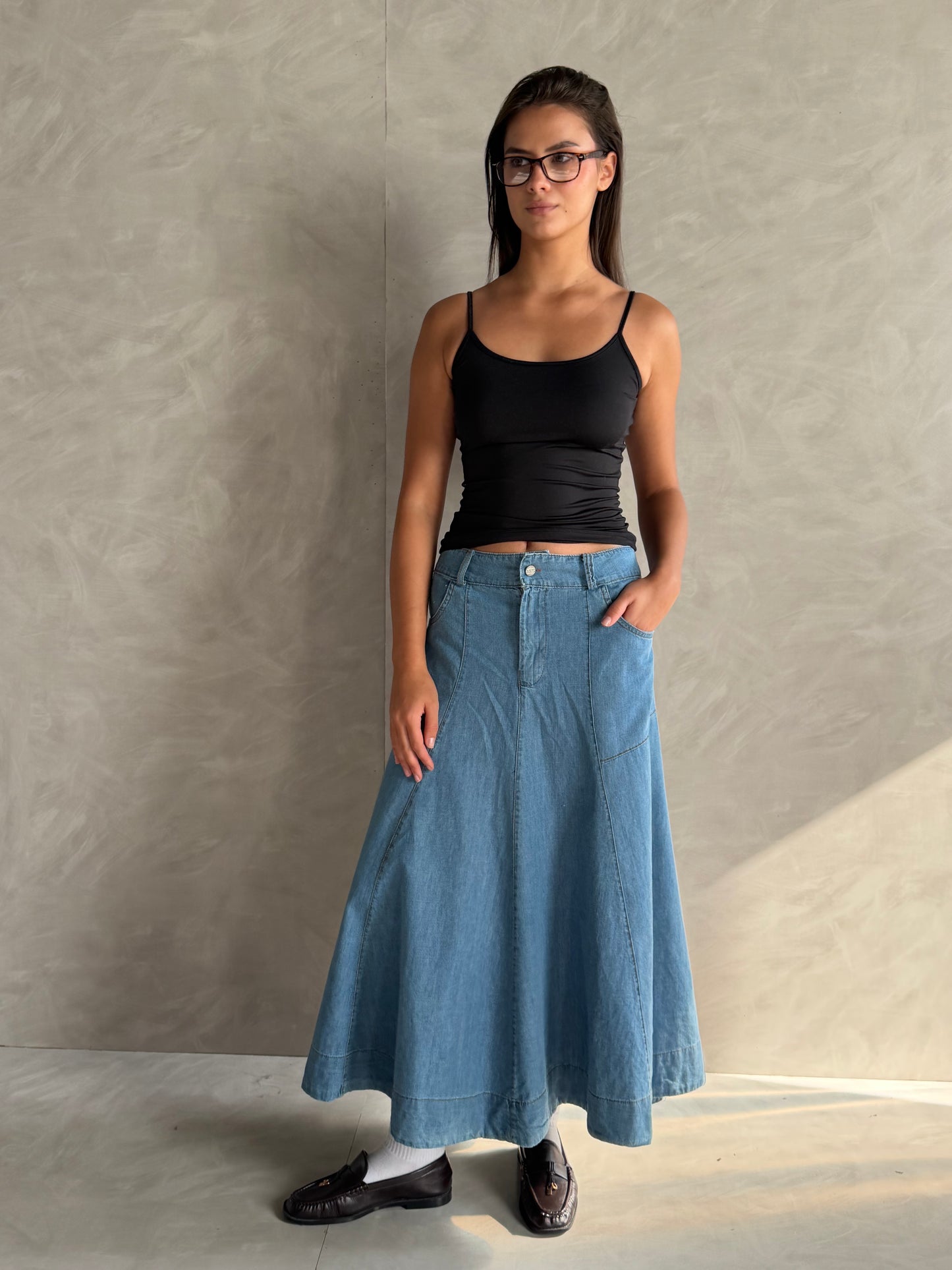 Campus Denim Midi Skirt