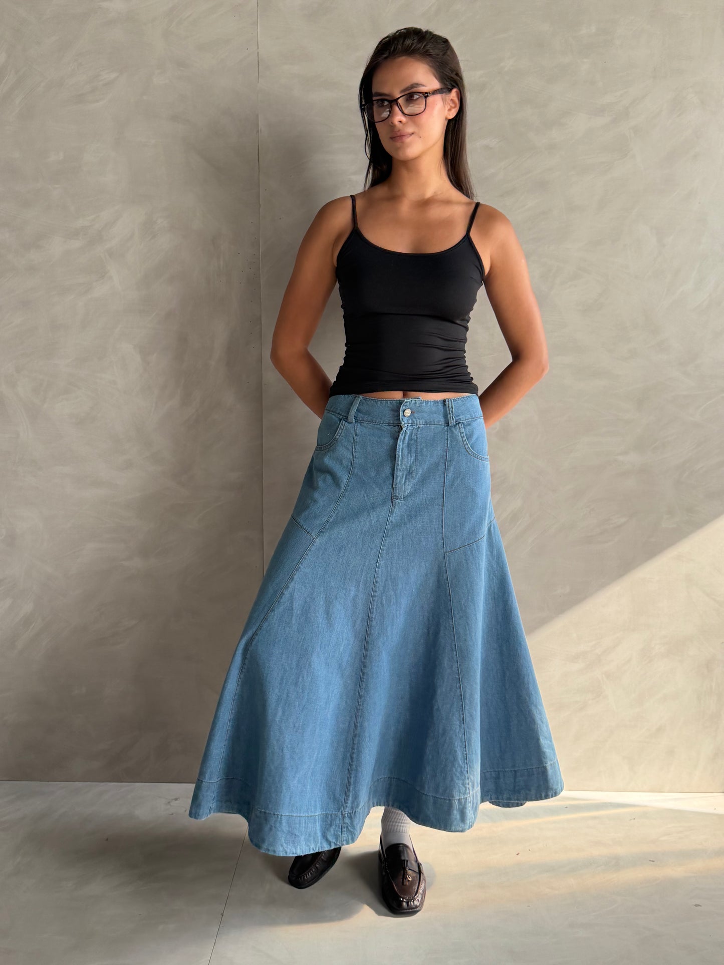 Campus Denim Midi Skirt