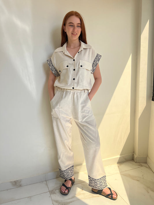 Wild Fern Embroidered Jumpsuit