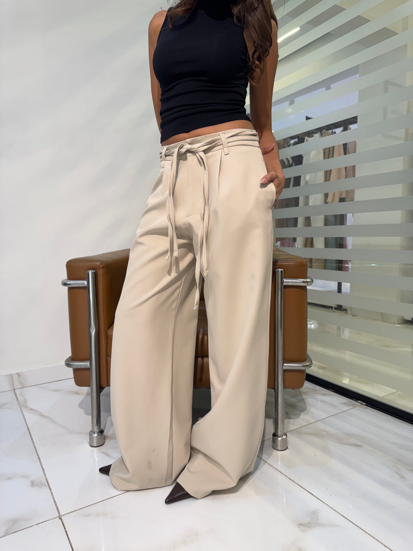 Tie-Waist Wide-Leg Pants