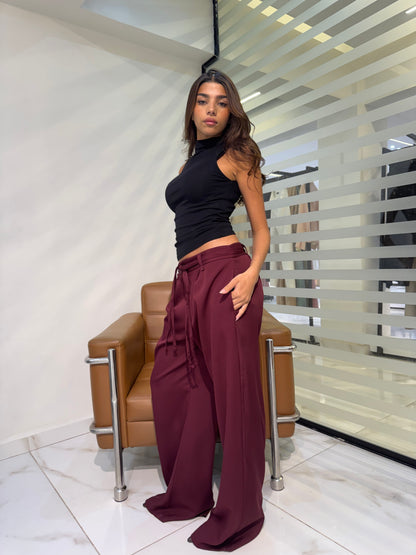 Tie-Waist Wide-Leg Pants