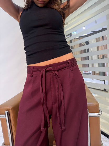Tie-Waist Wide-Leg Pants