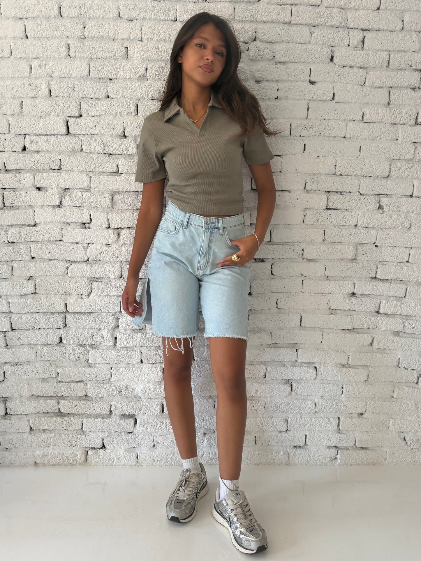 Essential Ribbed Polo Top