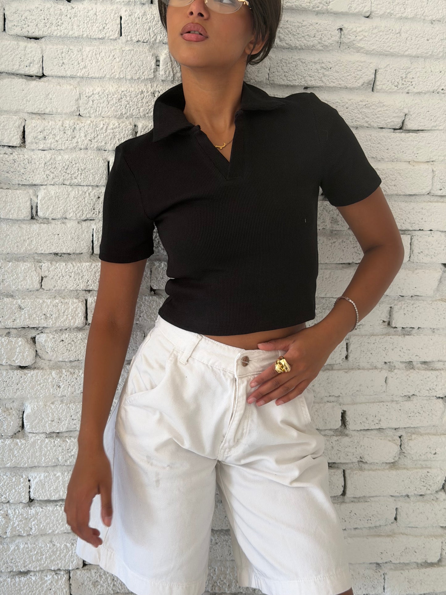 Essential Ribbed Polo Top