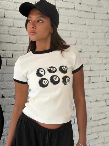 Lucky Six Graphic Ringer Tee
