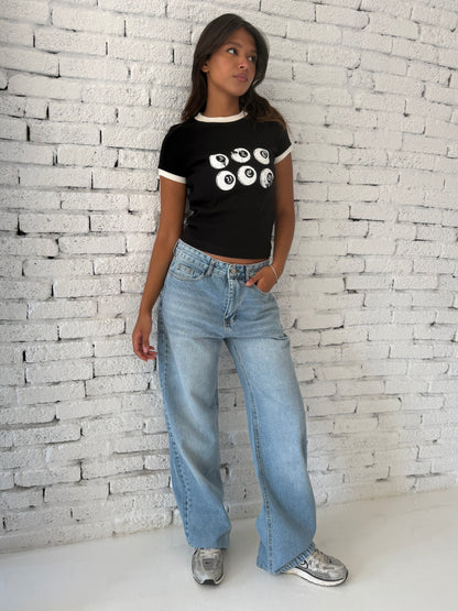 Lucky Six Graphic Ringer Tee