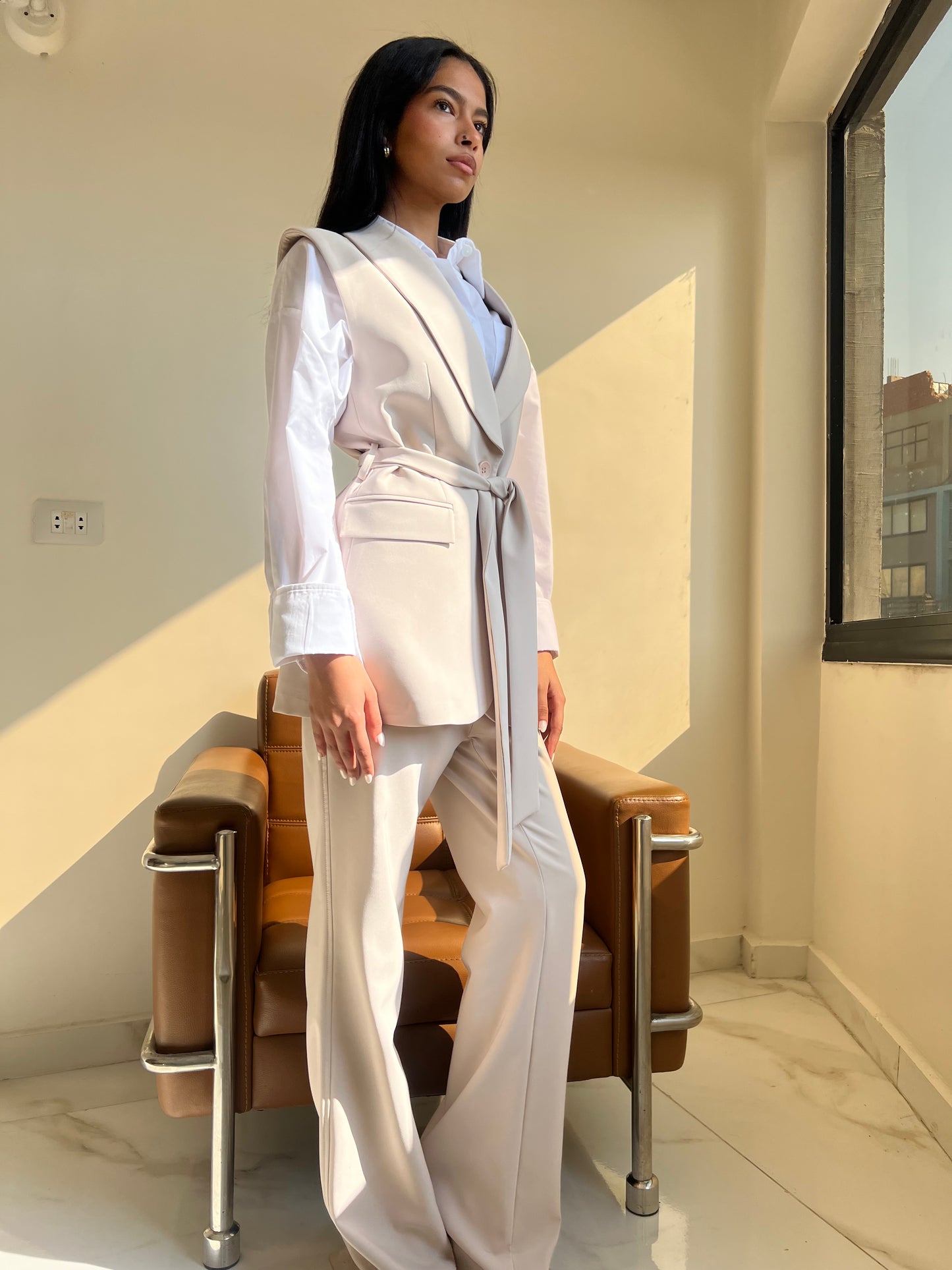 Ivory Charm Belted Vest