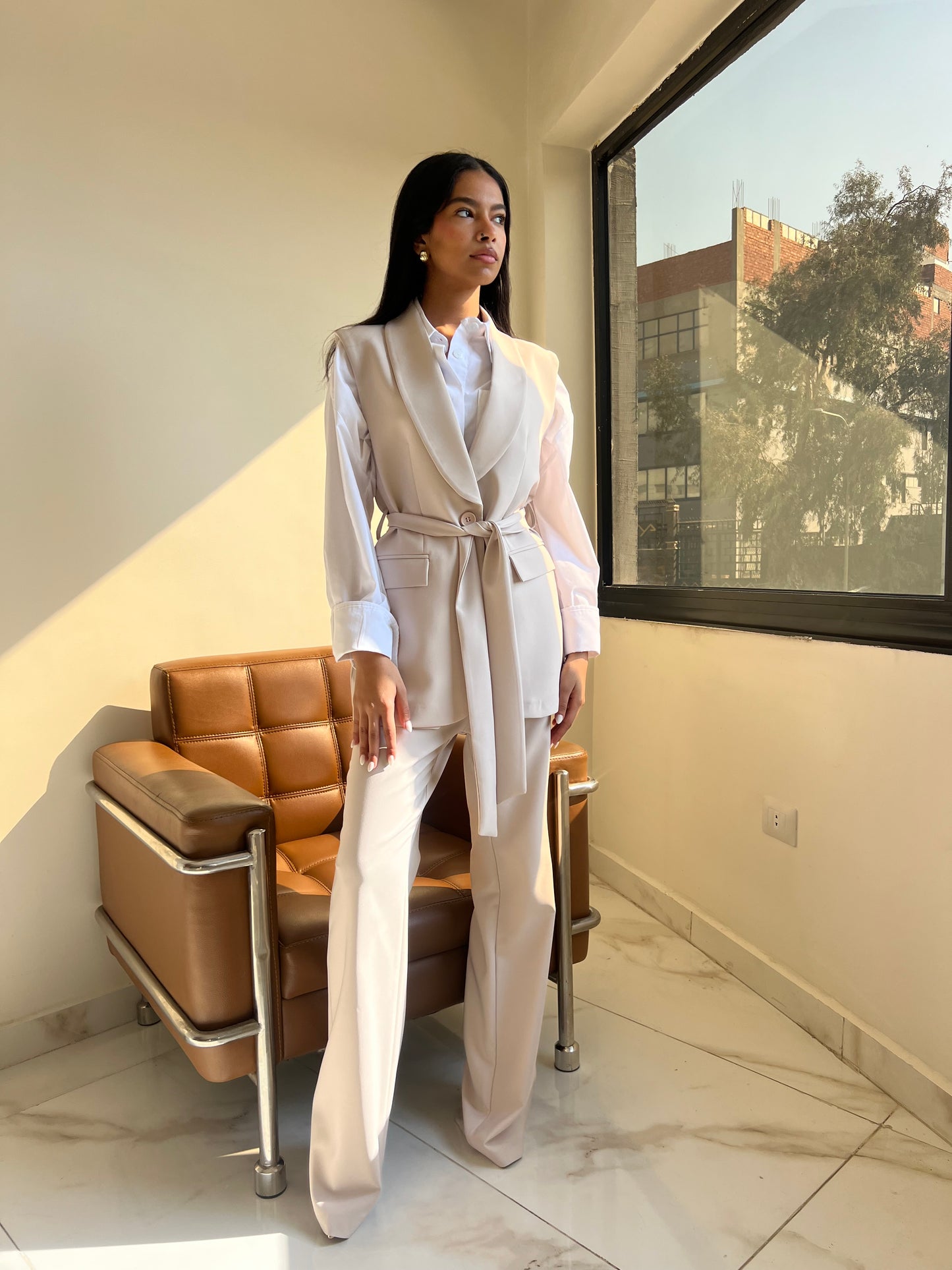 Ivory Charm Belted Vest