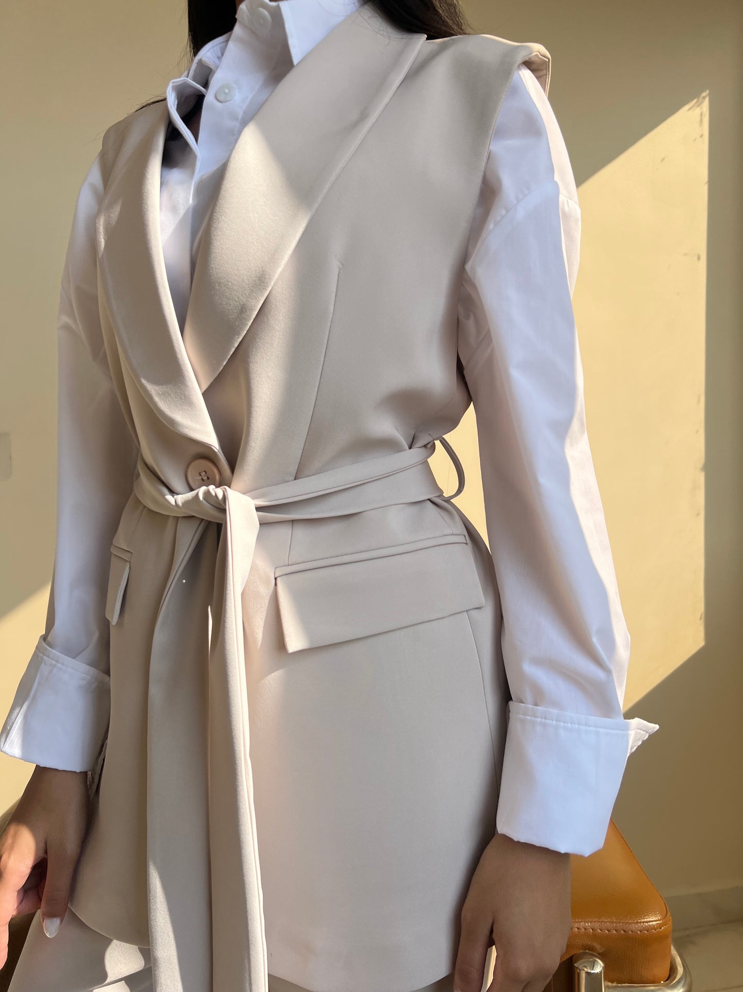 Ivory Charm Belted Vest