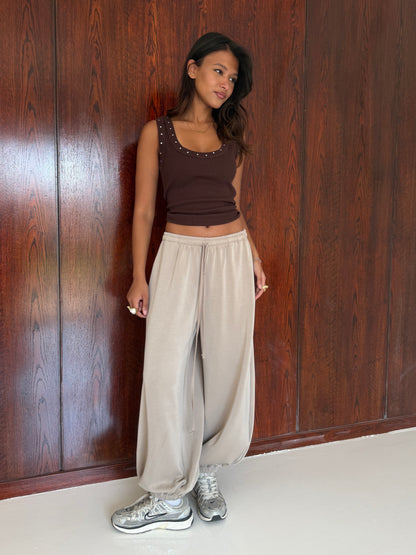 Ribbed Stud Detail Tank Top