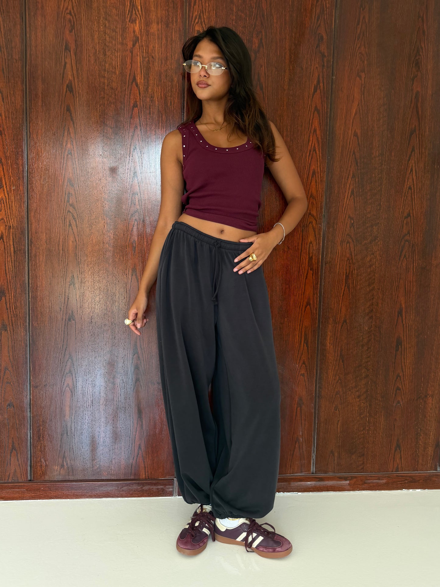 Ribbed Stud Detail Tank Top