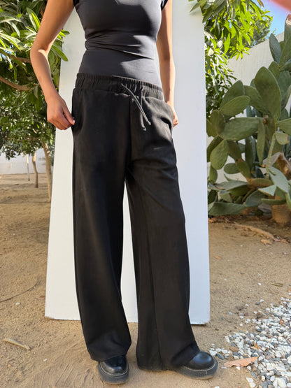Suede Flow Wide-Leg Pants