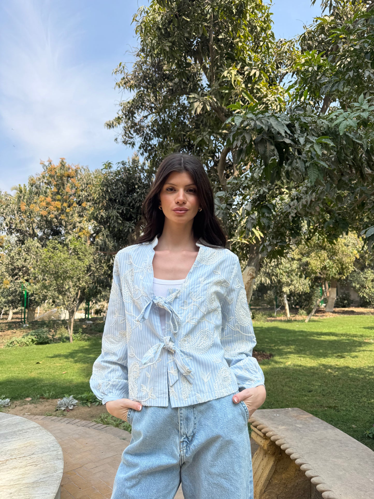 Paisley Tie-Front Blouse