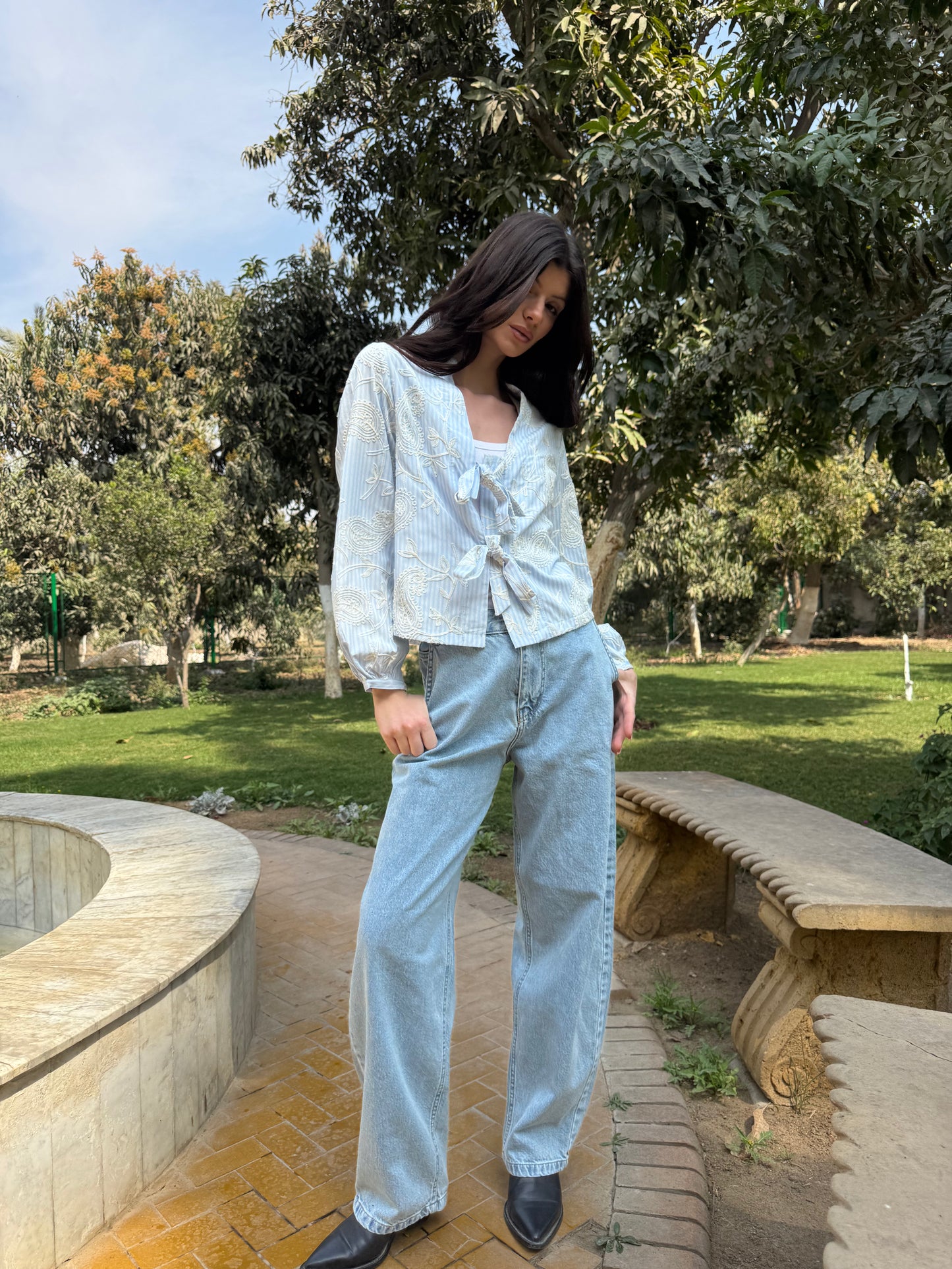 Paisley Tie-Front Blouse