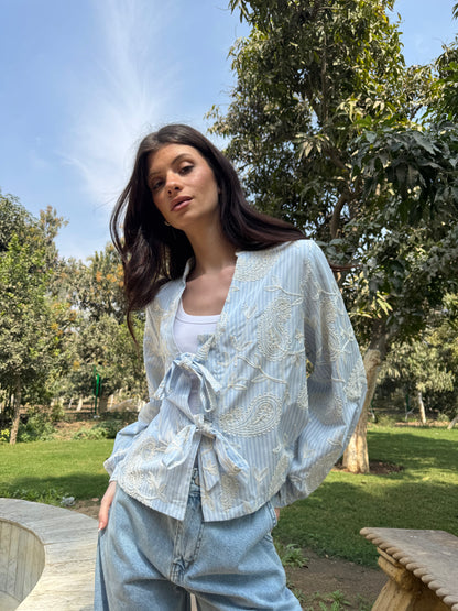 Paisley Tie-Front Blouse