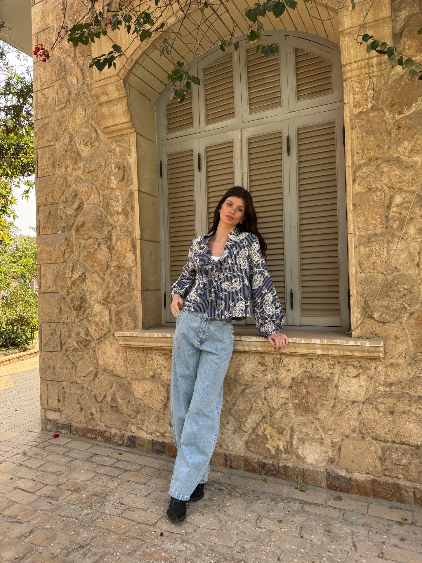 Paisley Tie-Front Blouse