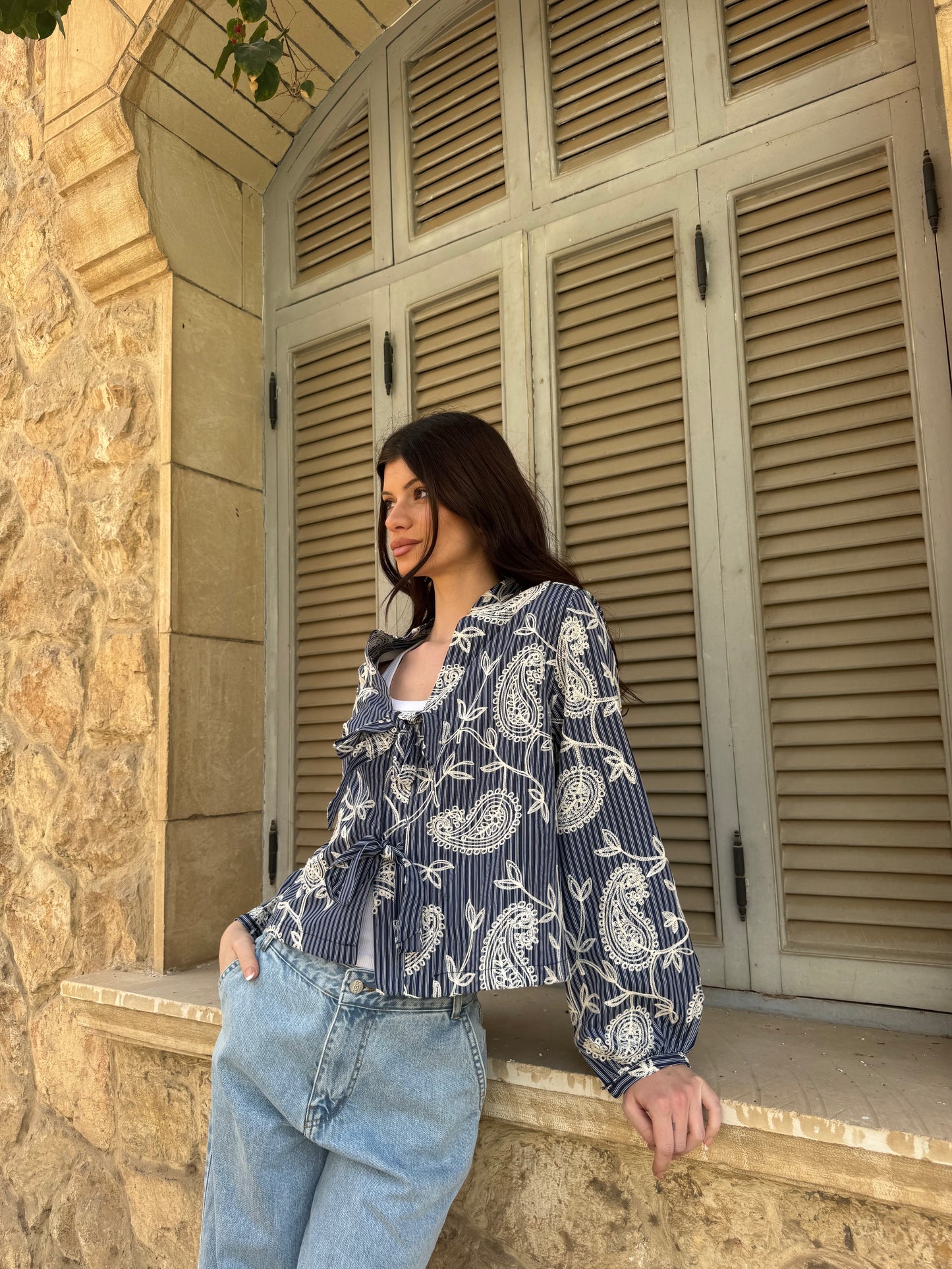 Paisley Tie-Front Blouse
