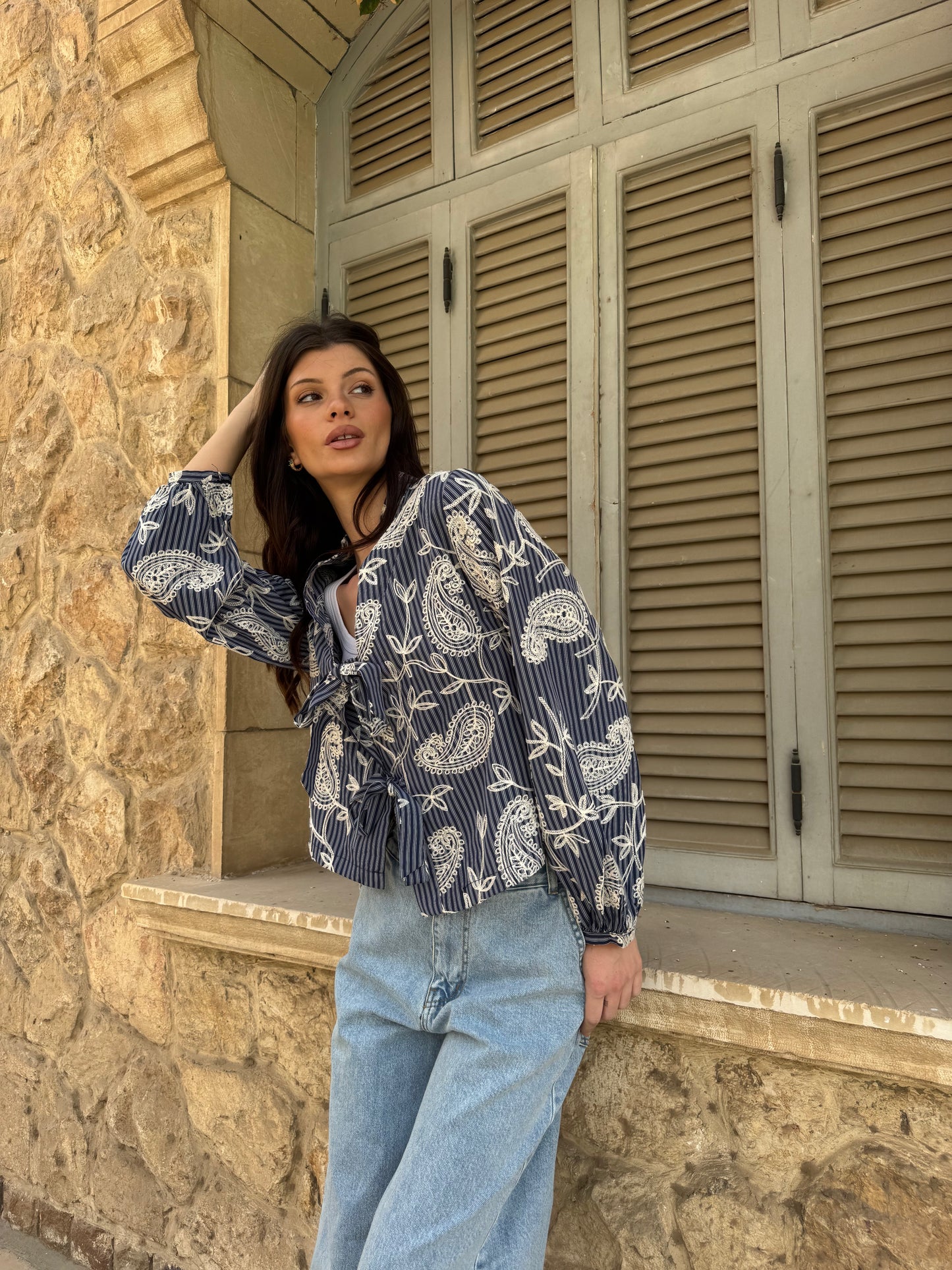 Paisley Tie-Front Blouse