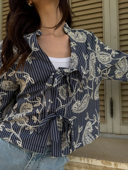 Paisley Tie-Front Blouse
