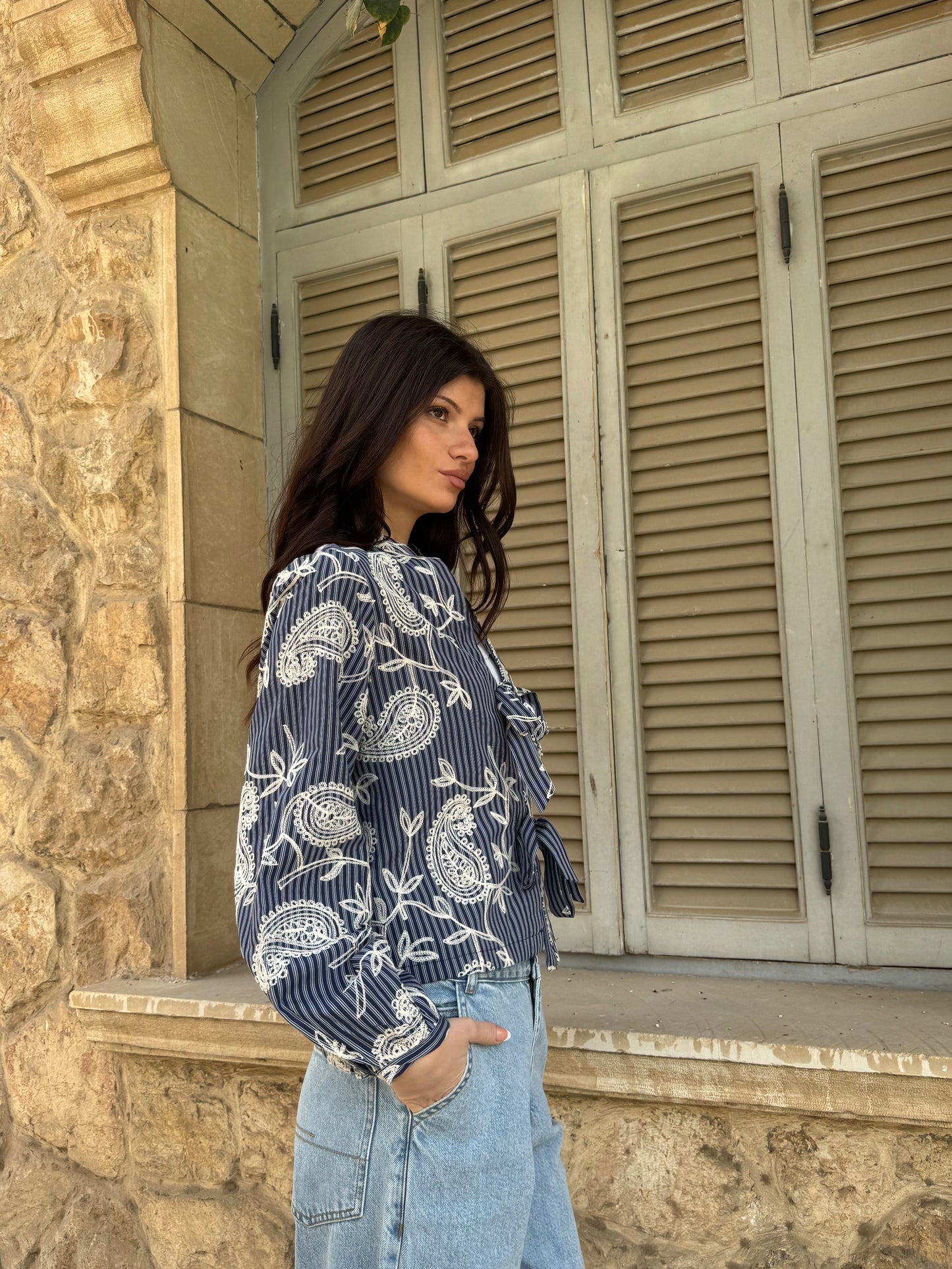 Paisley Tie-Front Blouse