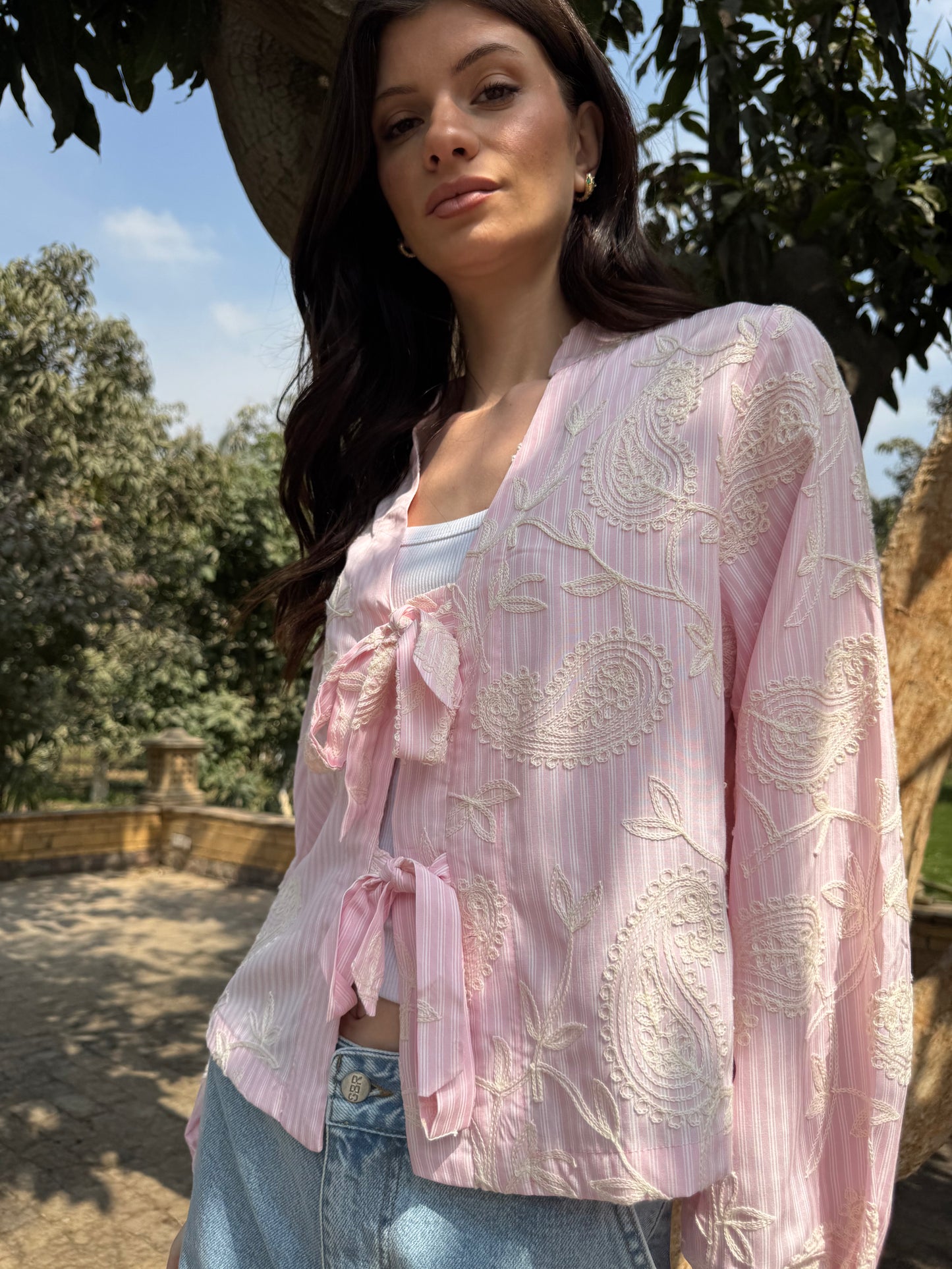 Paisley Tie-Front Blouse