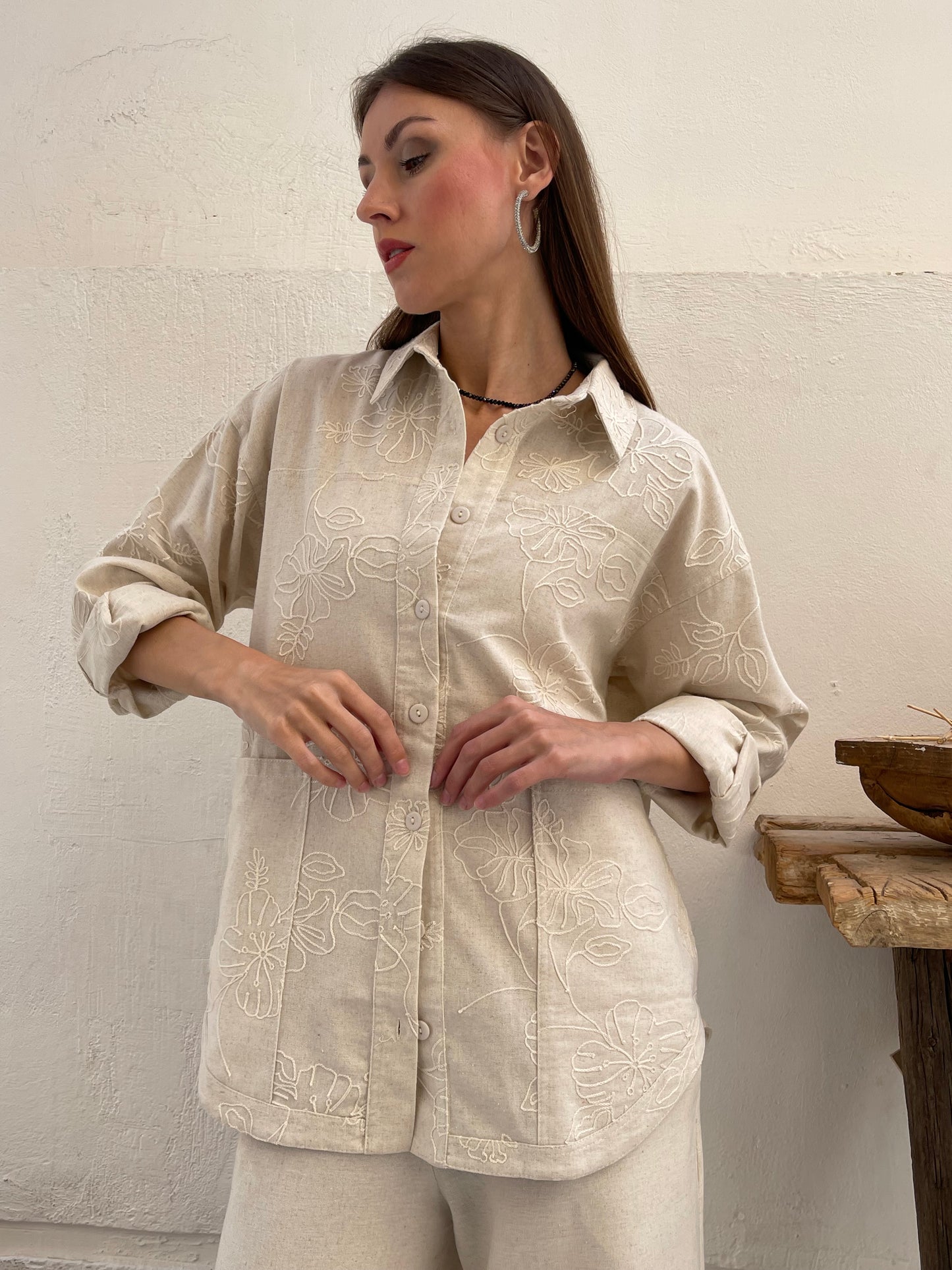 Embroidered Garden Overshirt