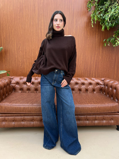 Off-Shoulder Turtleneck Knit