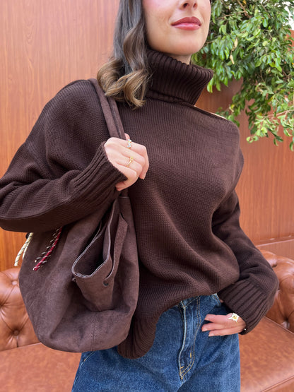 Off-Shoulder Turtleneck Knit