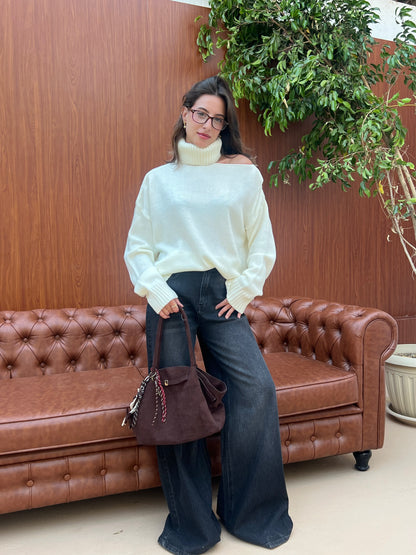 Off-Shoulder Turtleneck Knit