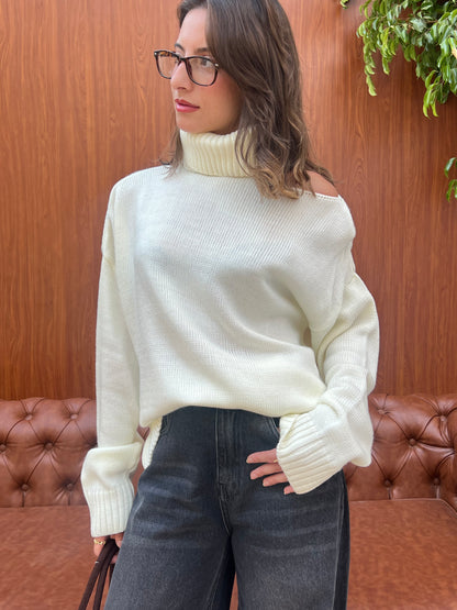 Off-Shoulder Turtleneck Knit