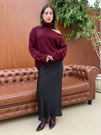 Off-Shoulder Turtleneck Knit