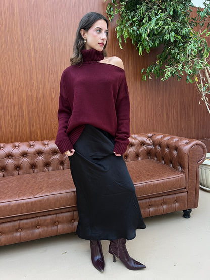 Off-Shoulder Turtleneck Knit