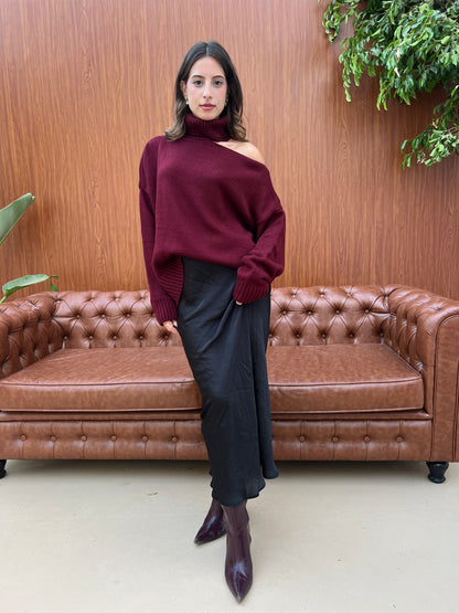 Off-Shoulder Turtleneck Knit