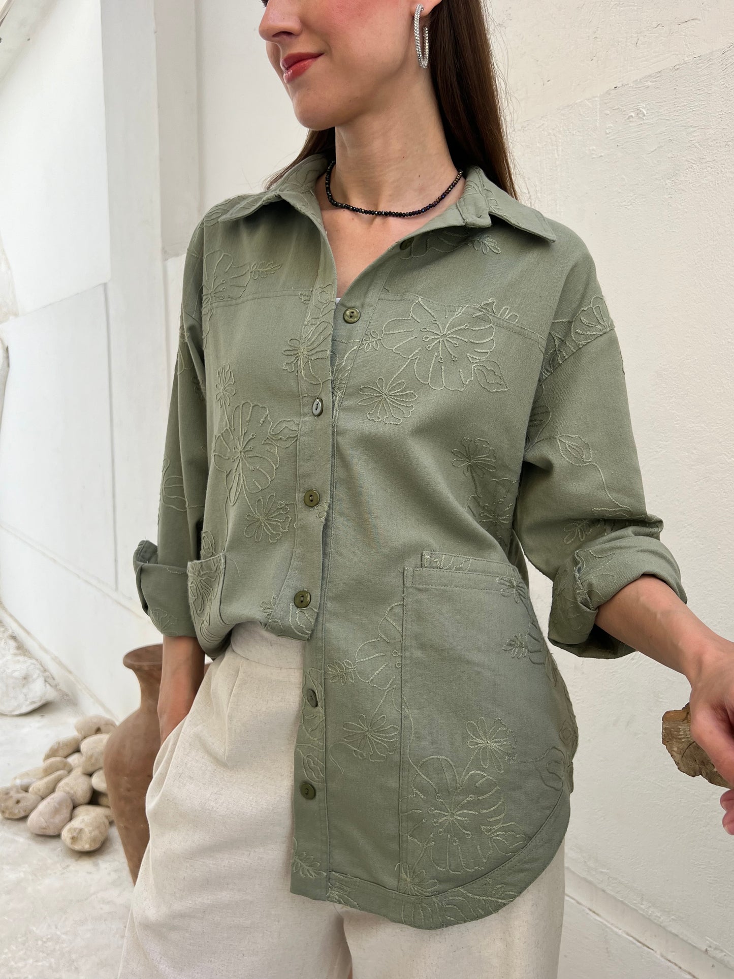Embroidered Garden Overshirt