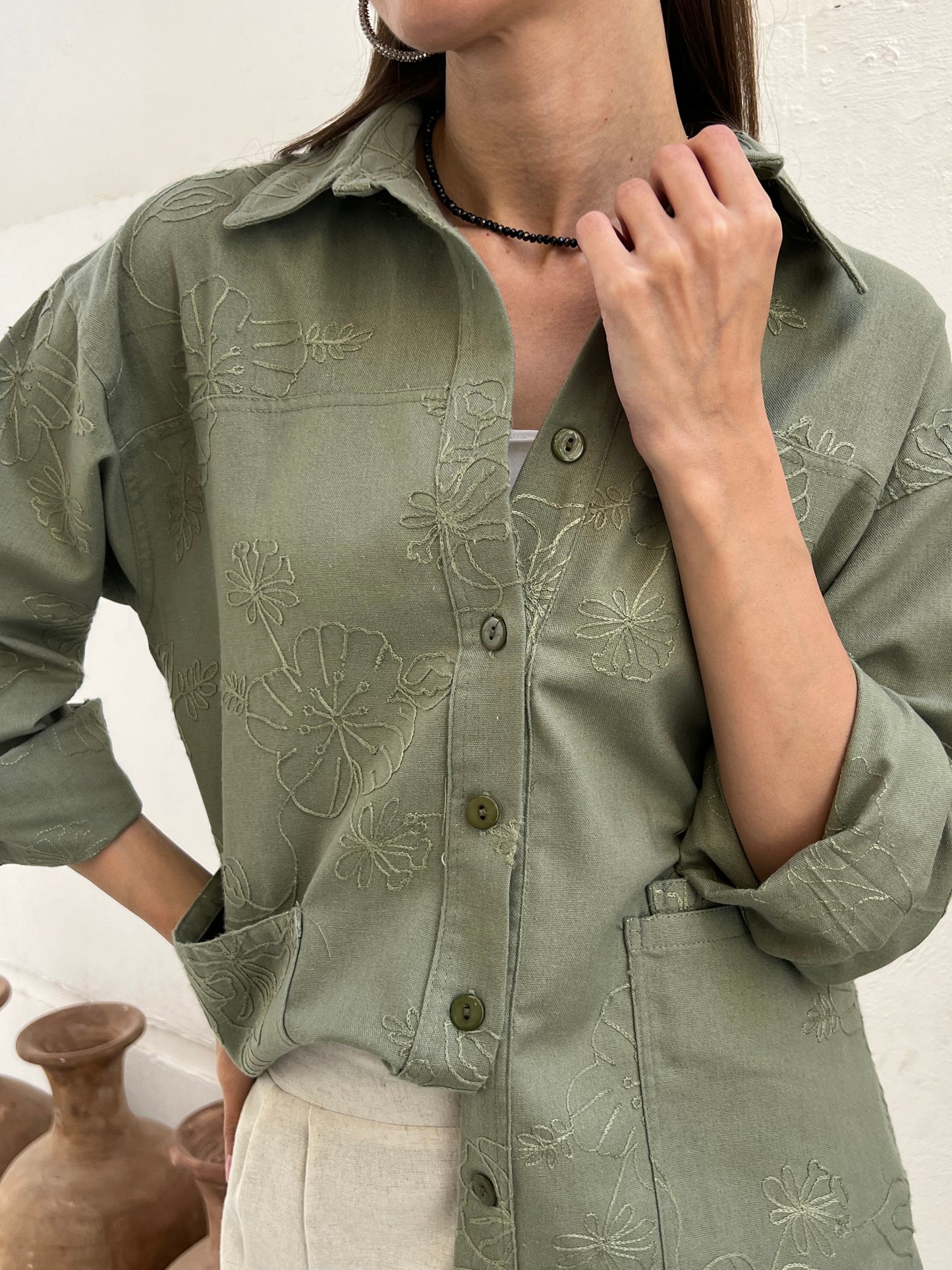 Embroidered Garden Overshirt