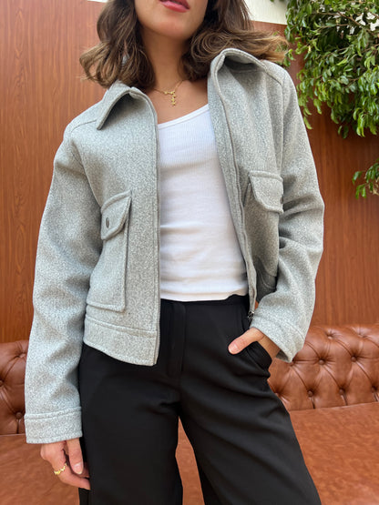 Structured Cropped Wool Jacket