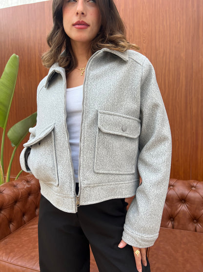 Structured Cropped Wool Jacket
