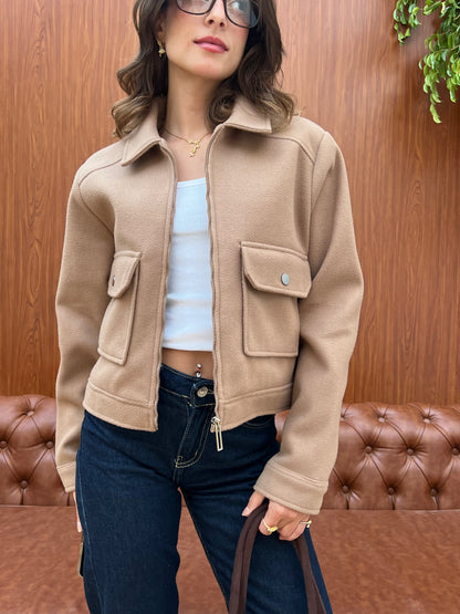 Structured Cropped Wool Jacket