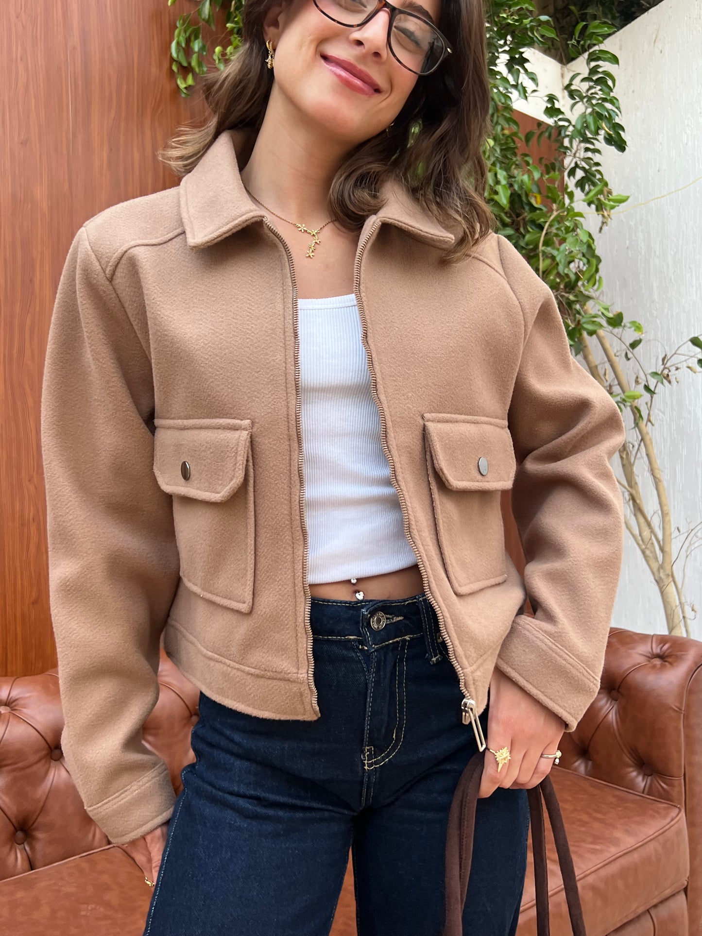 Structured Cropped Wool Jacket