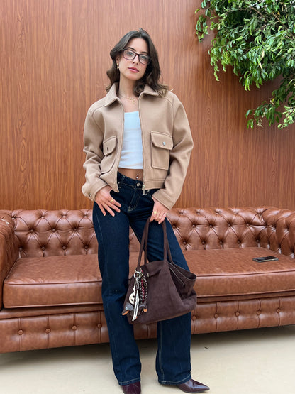 Structured Cropped Wool Jacket