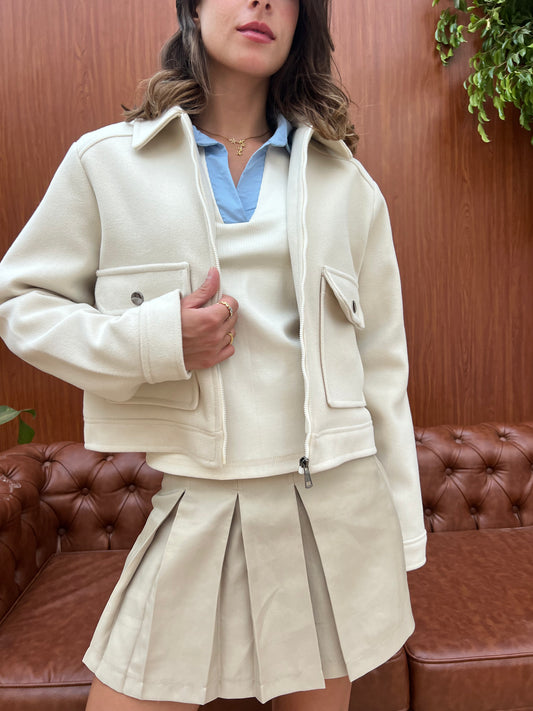 Structured Cropped Wool Jacket