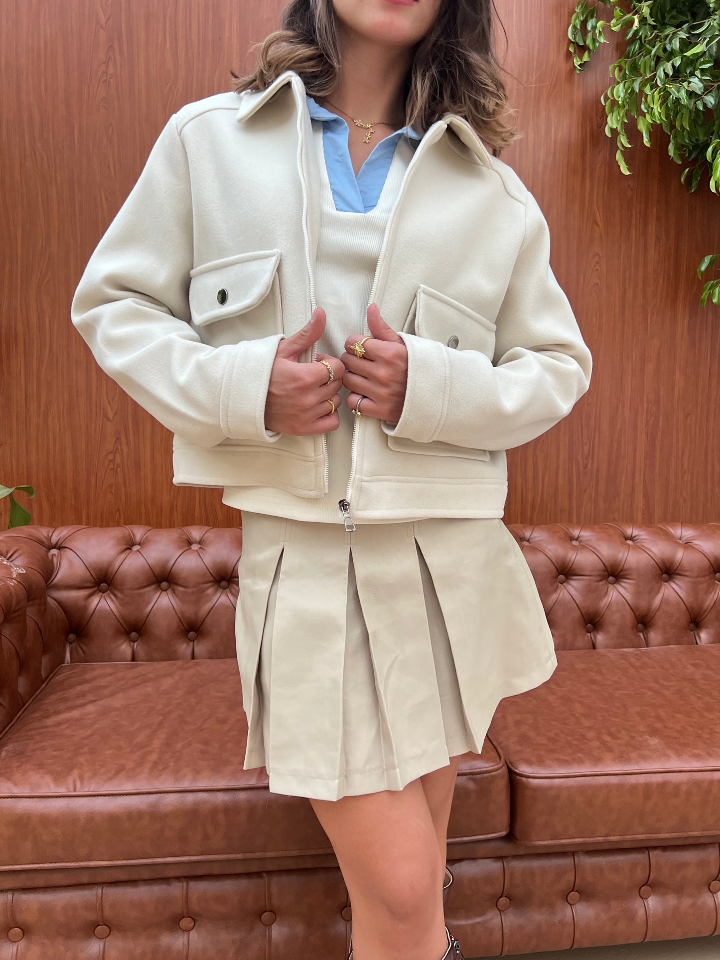 Structured Cropped Wool Jacket