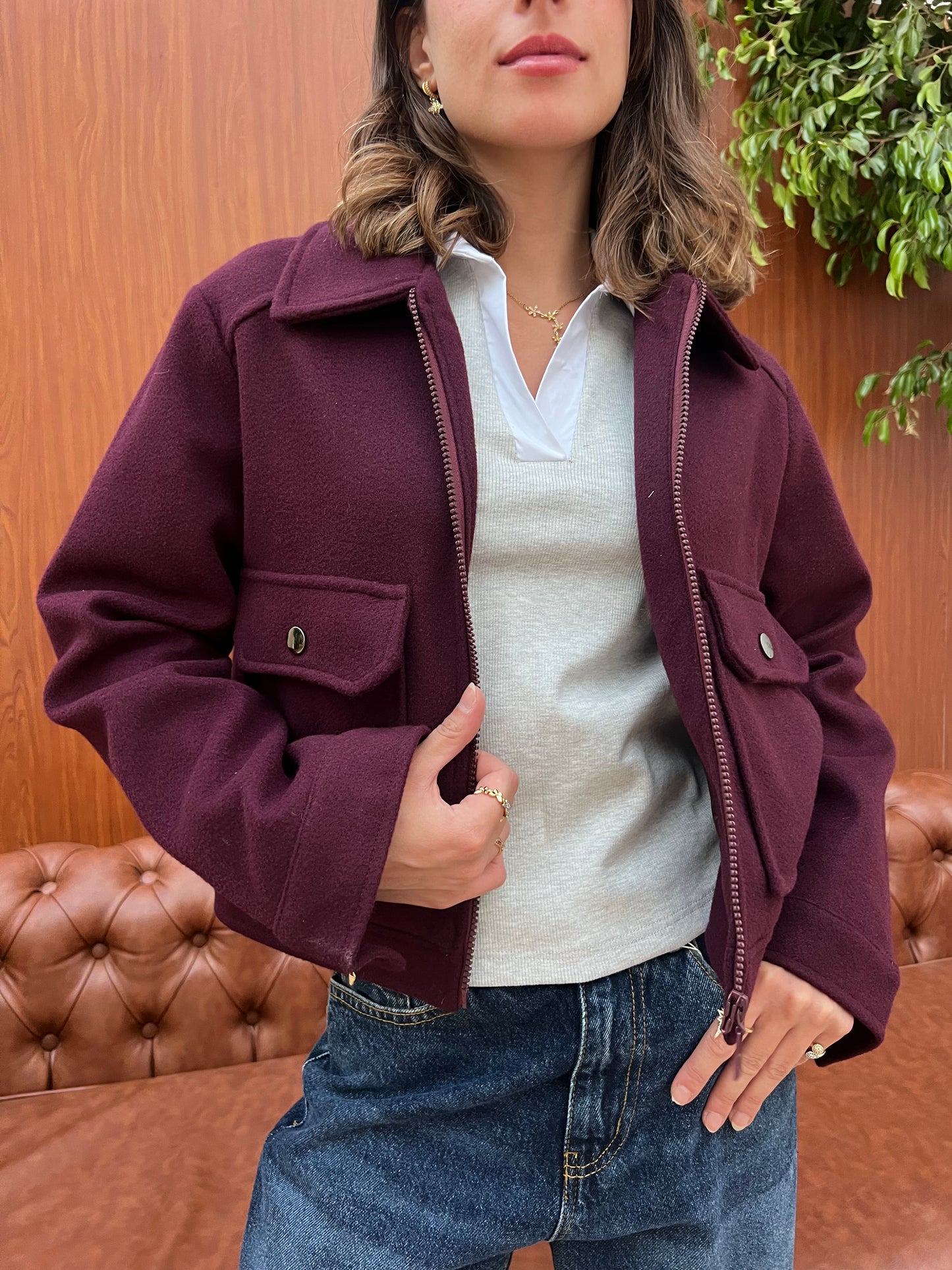 Structured Cropped Wool Jacket