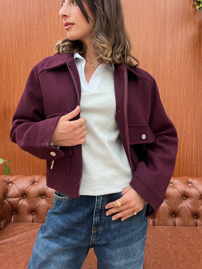 Structured Cropped Wool Jacket