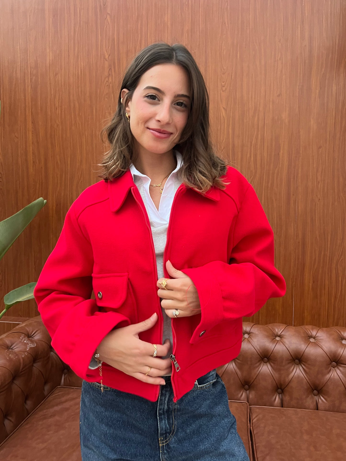 Structured Cropped Wool Jacket