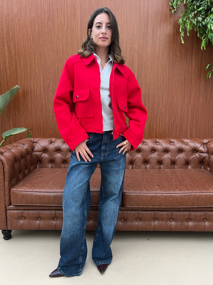 Structured Cropped Wool Jacket