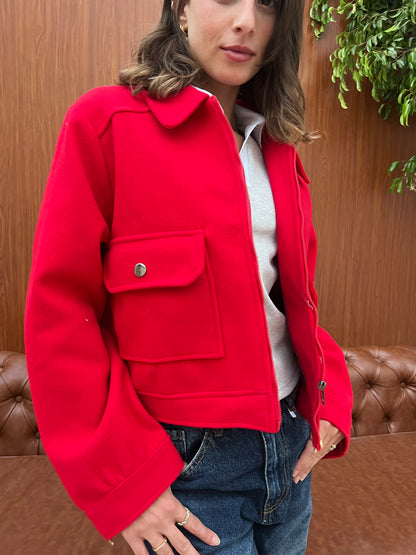 Structured Cropped Wool Jacket